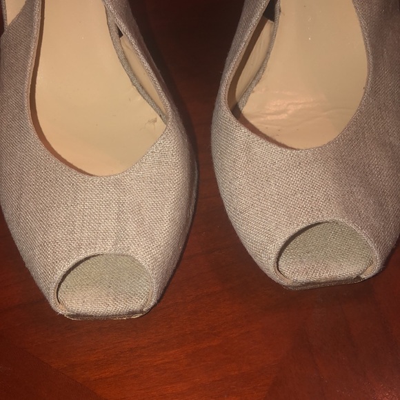 Prwnd KATE SPADE Women's Beige Linen Open Toe10 Wedge Sandals Sz10 - Picture 8 of 9